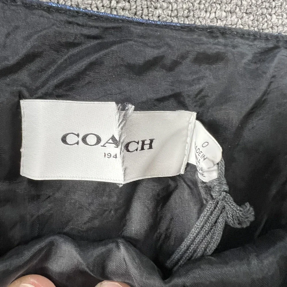 Coach Skirt Womens 0 Blue Metallic Pleated High Waist‎ Full Long Formal Party